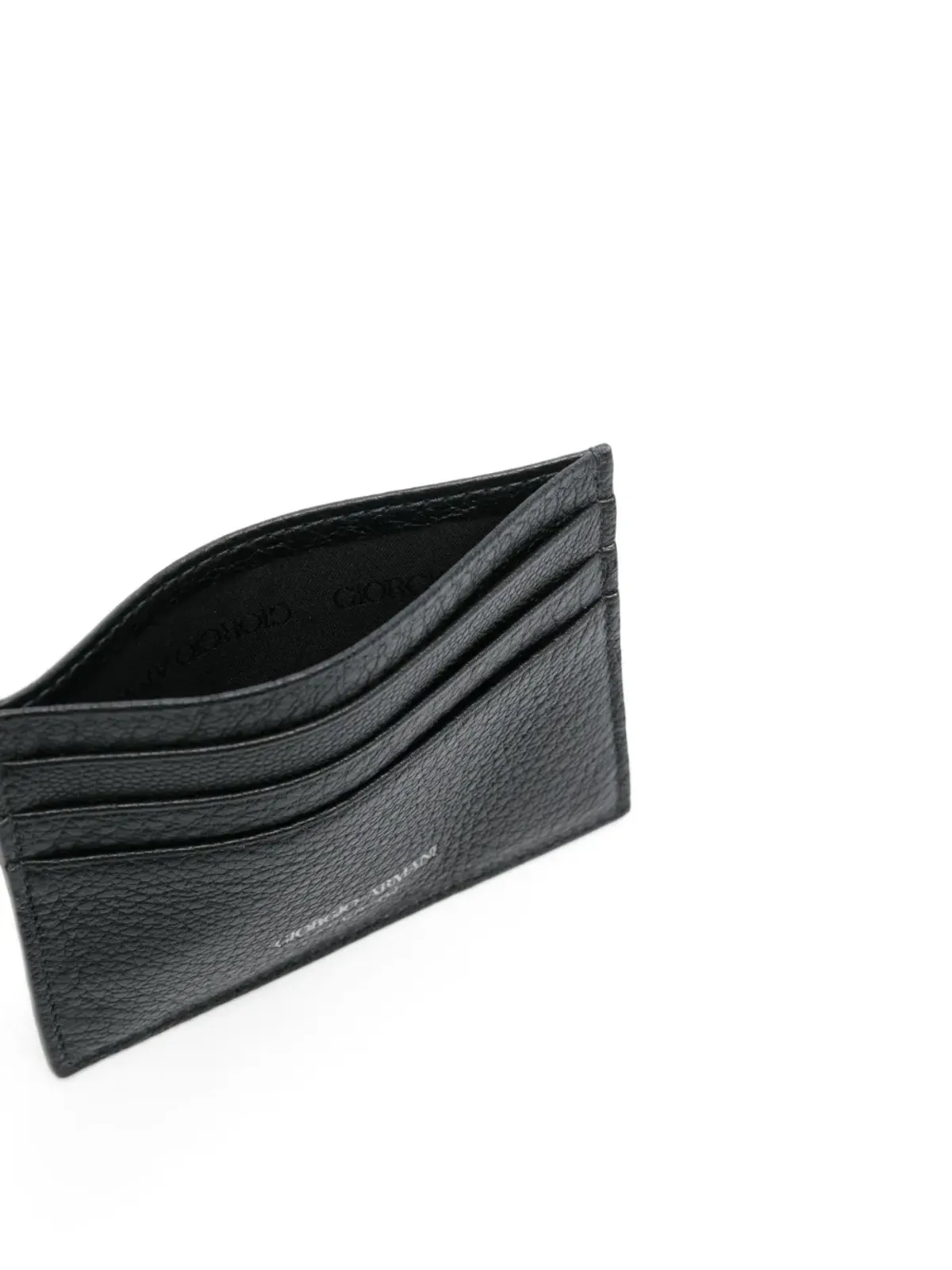 Giorgio Armani グレインドテクスチャードレザー カードホルダー ブラック - 画像3