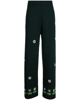 BODE 花柄刺繍ウールパンツ - Green - サムネイル1