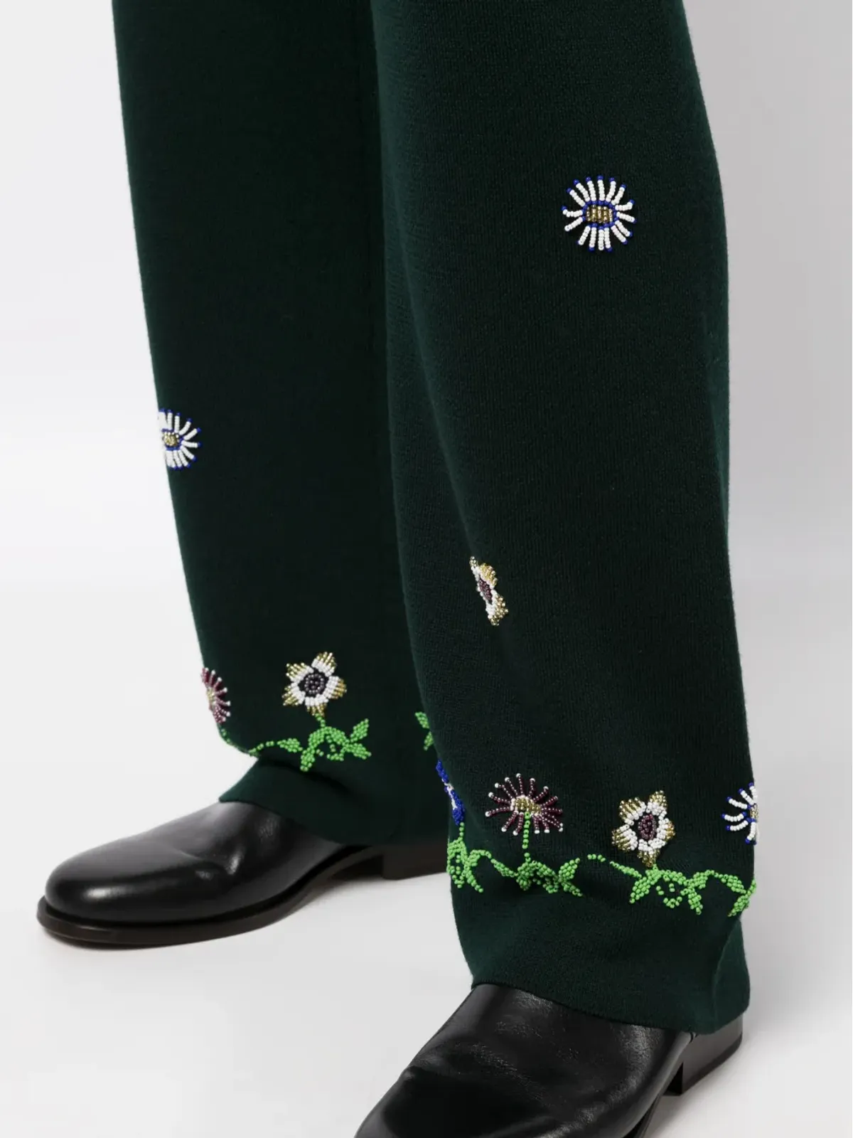 BODE 花柄刺繍ウールパンツ - Green - 画像5