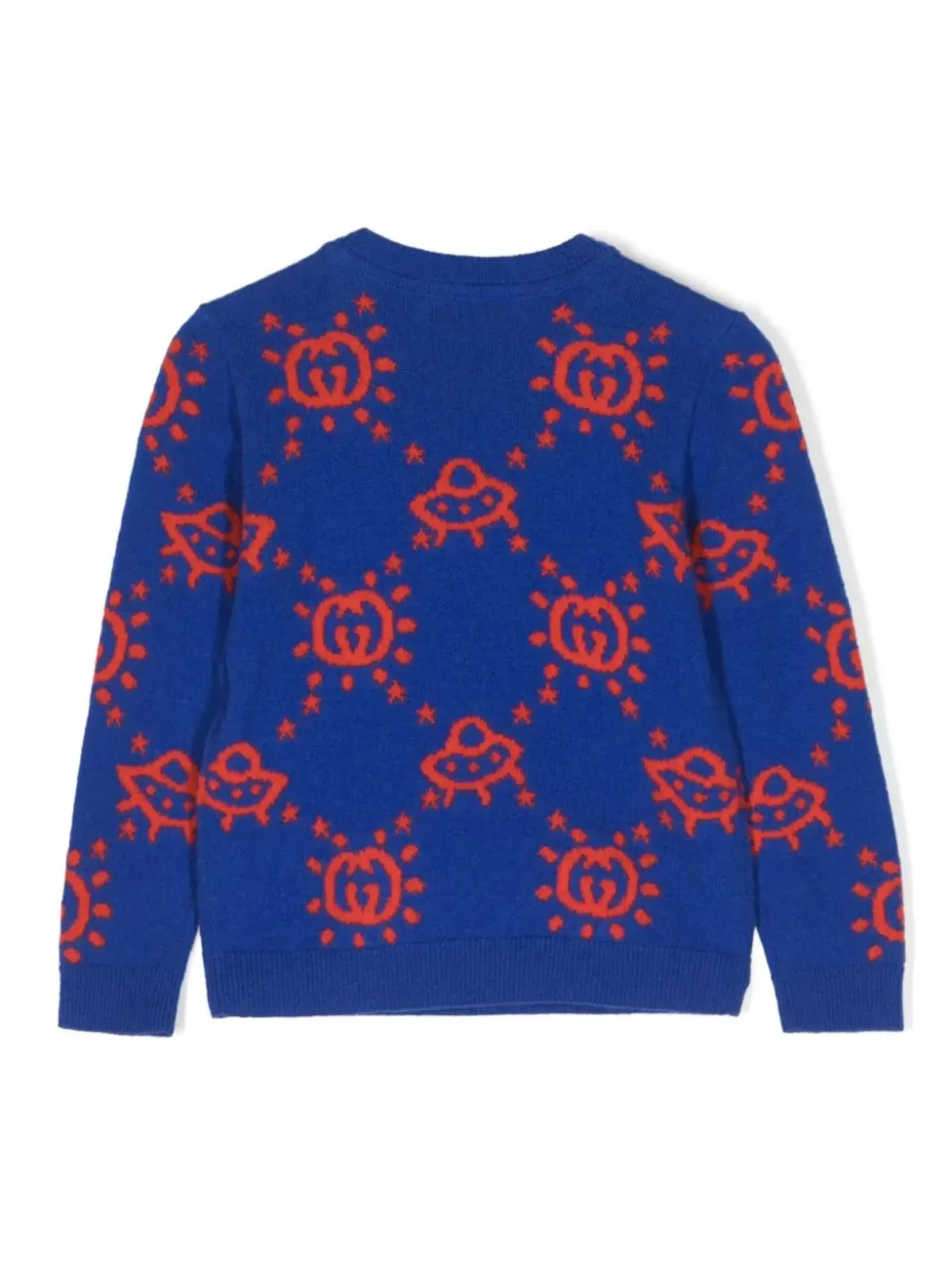 Gucci Kids インターロッキングGロゴ インターシャニット ジャンパー - ブルー - 画像2