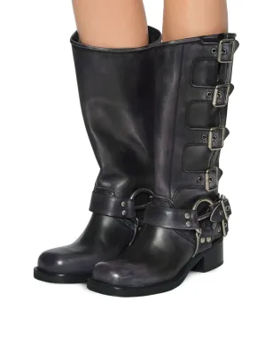 Miu Miu buckle-detail leather boots - Black - サムネイル5