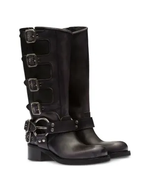 Miu Miu buckle-detail leather boots - Black - サムネイル2