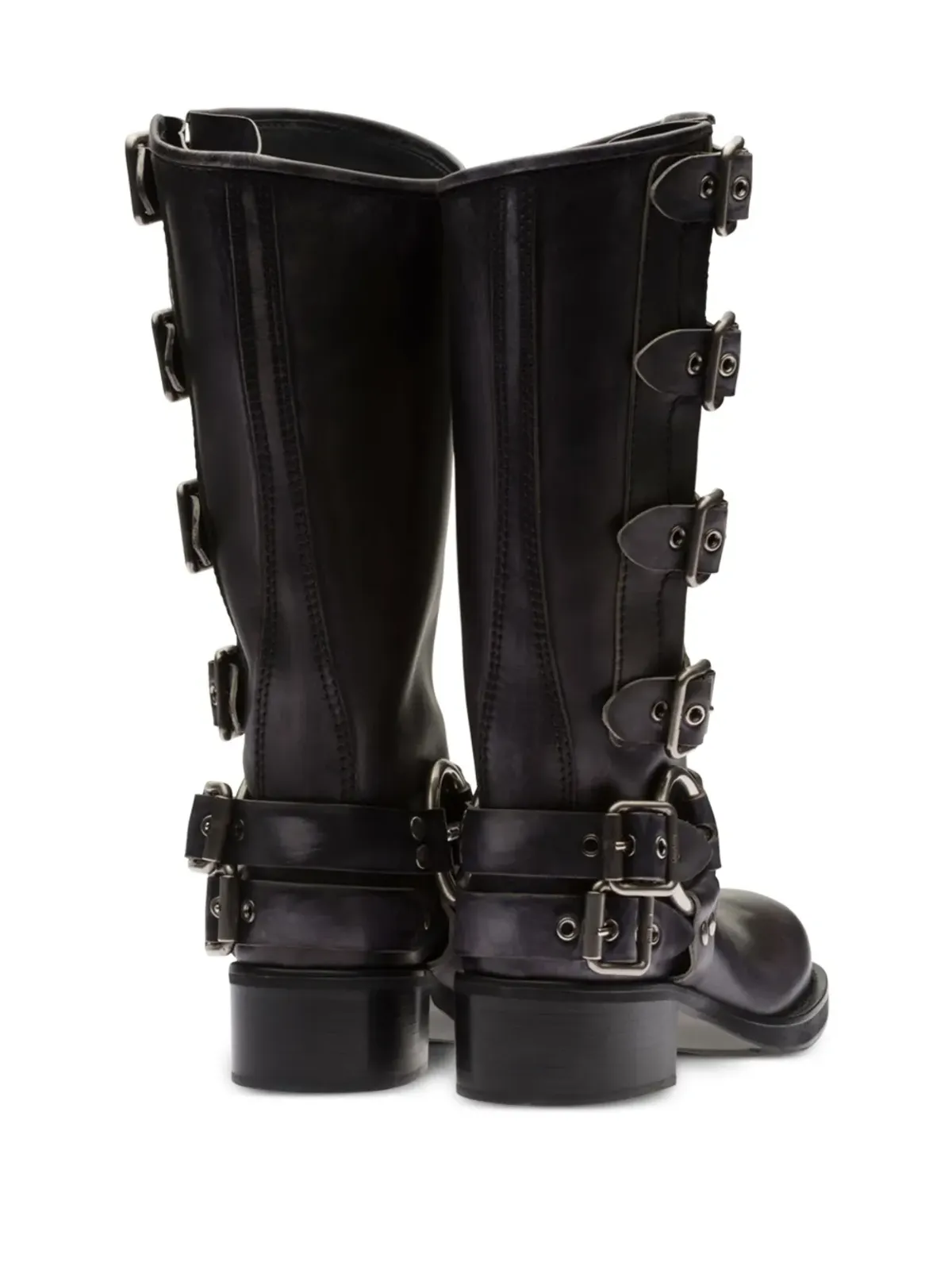 Miu Miu buckle-detail leather boots - Black - 画像4