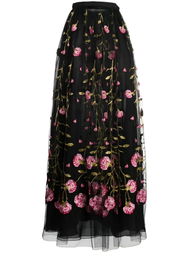 Giambattista Valli Giambattista Valli 花柄刺繍入りチュールマキシスカートの商品画像