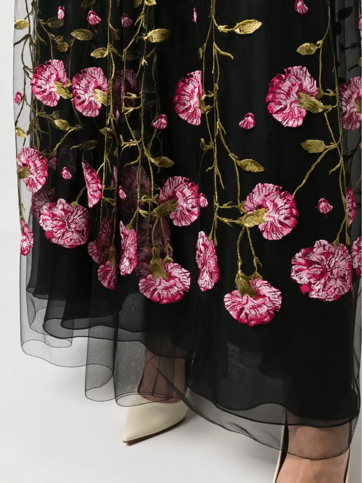 Giambattista Valli 花柄刺繍入りチュールマキシスカート - 画像5