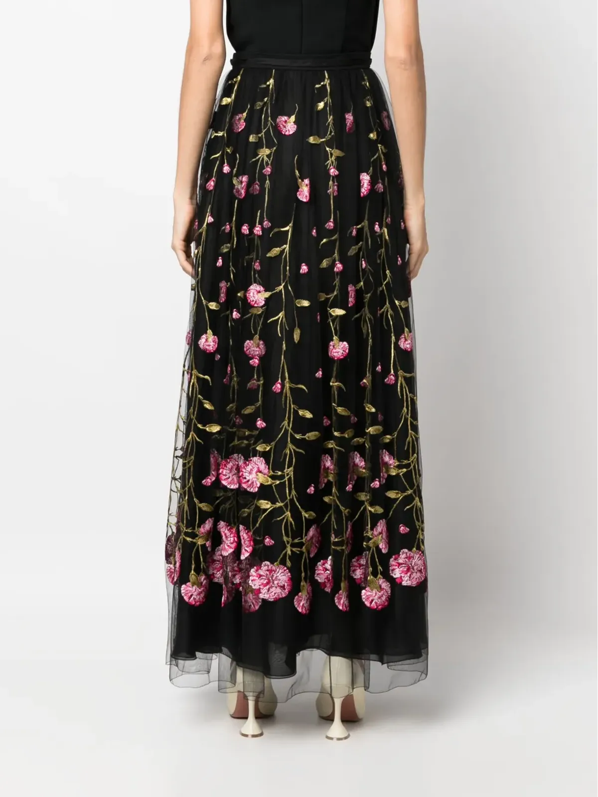 Giambattista Valli 花柄刺繍入りチュールマキシスカート - 画像4