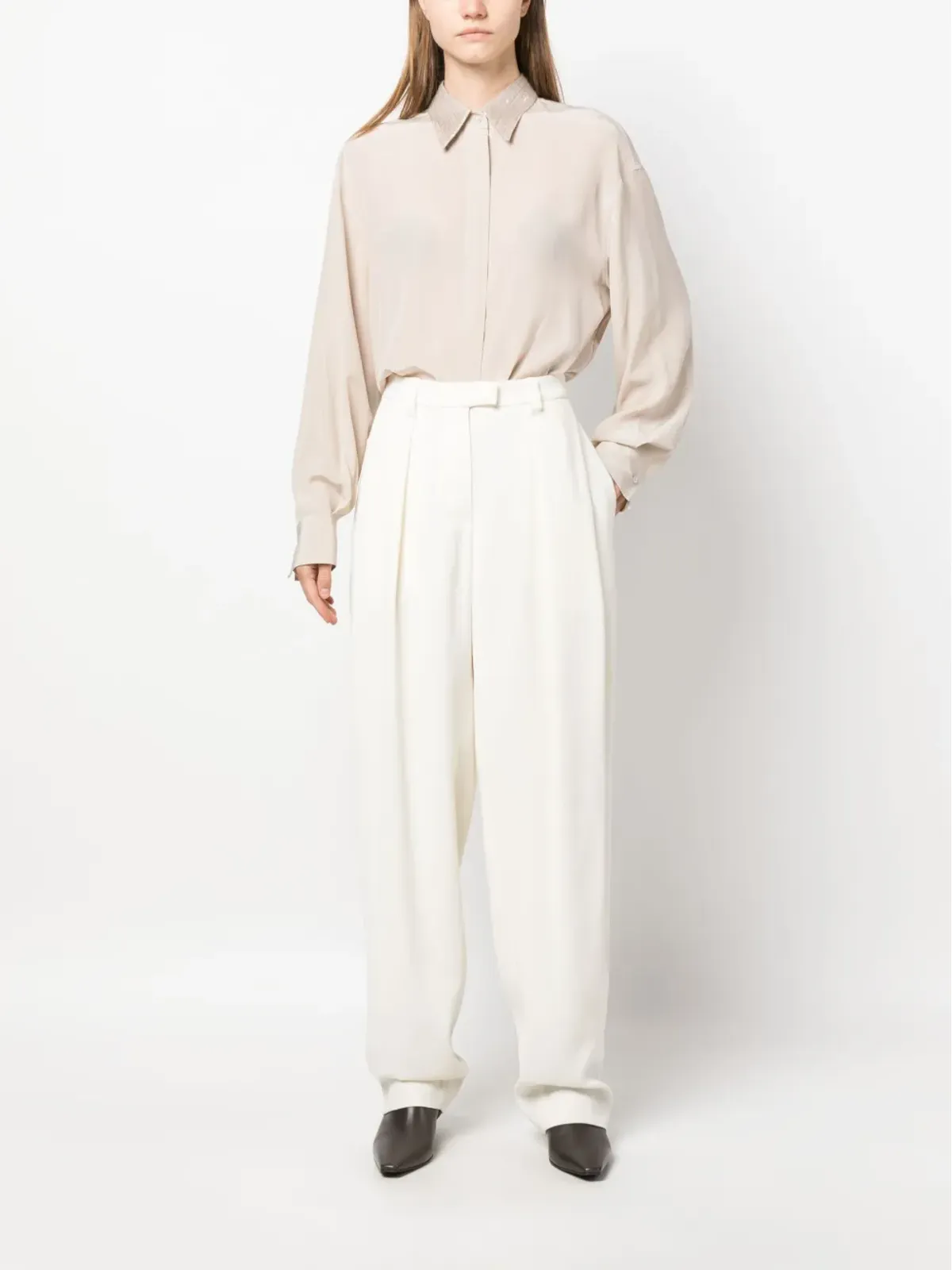 Brunello Cucinelli ハイウエスト テーラードパンツ - 画像2