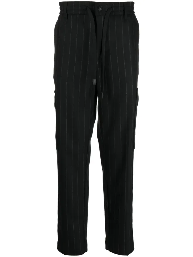 Versace Jeans Couture Versace Jeans Couture ブラックのドローストリング付きストライプパンツの商品画像