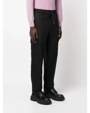 Versace Jeans Couture ブラックのドローストリング付きストライプパンツ - サムネイル3