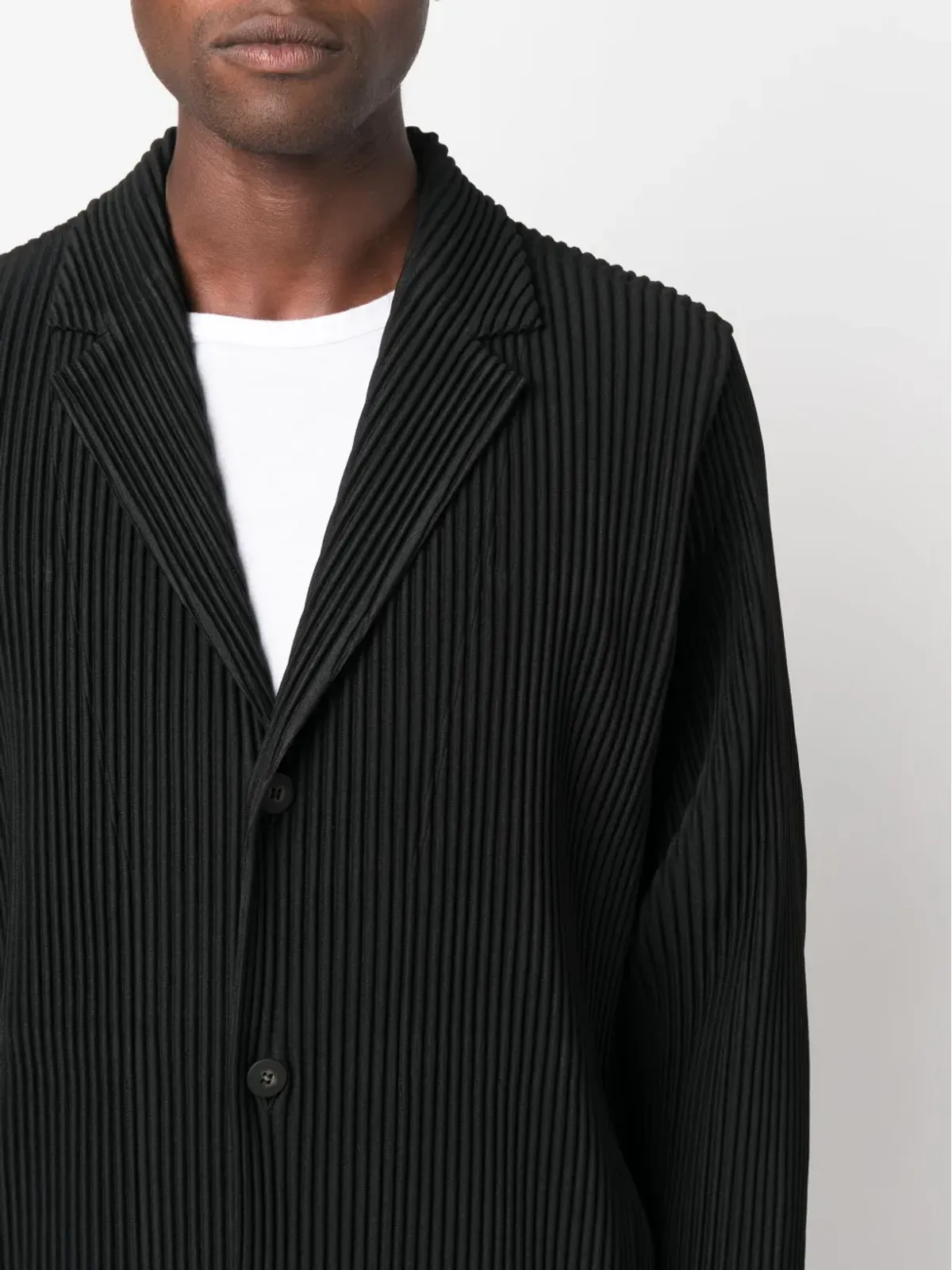 Homme Plissé Issey Miyake リブ編みのシングルブレストコート - 画像5