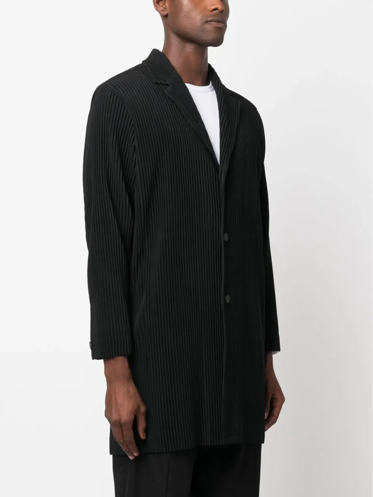 Homme Plissé Issey Miyake リブ編みのシングルブレストコート - 画像3