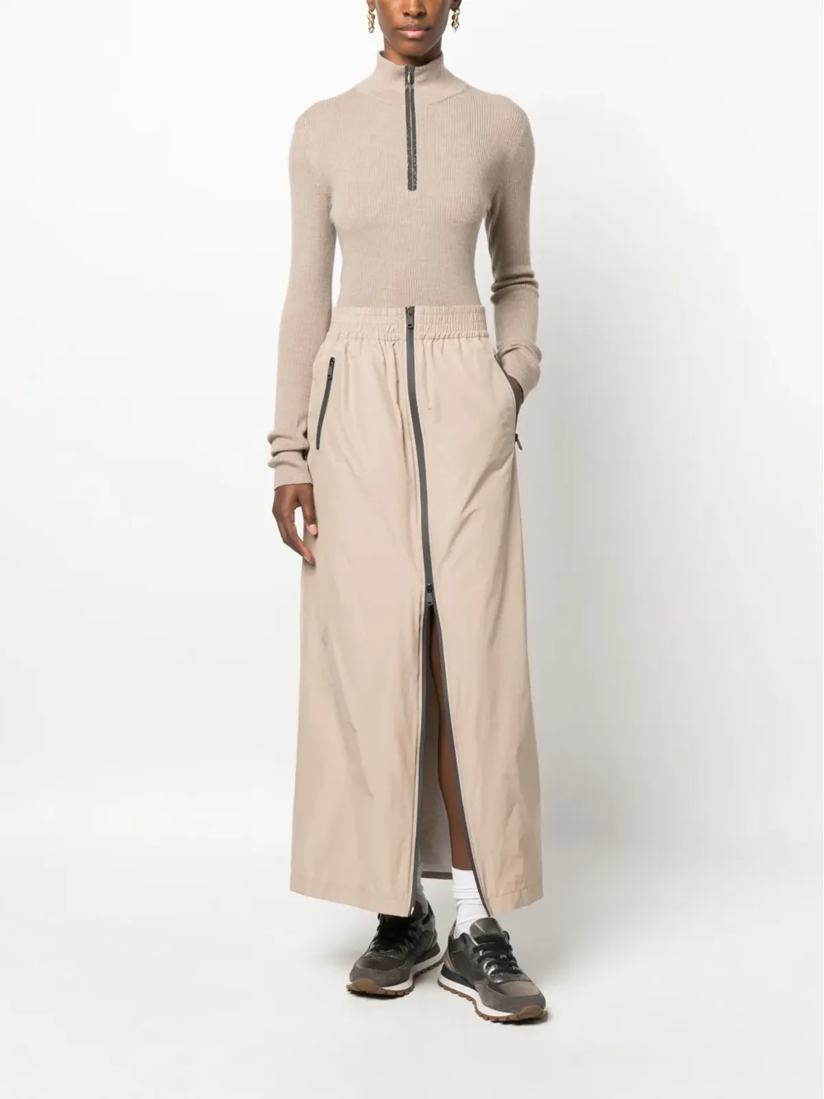 Brunello Cucinelli ツーウェイジップアップ マキシスカート - 画像2