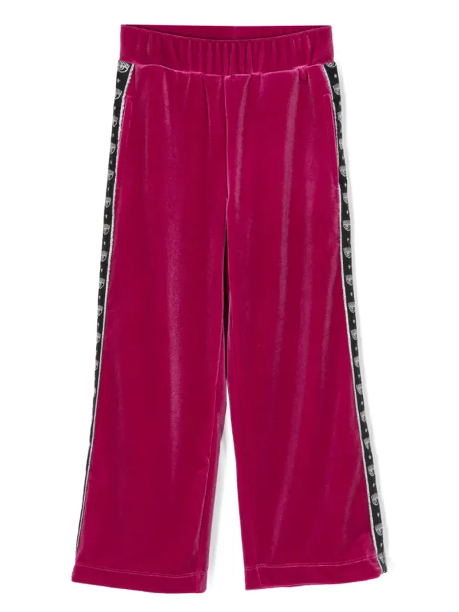 Chiara Ferragni Kids Chiara Ferragni Kids Eyelikeモチーフベルベットパンツの商品画像