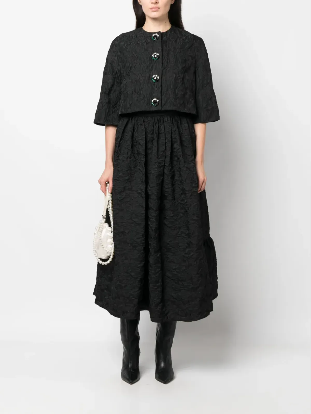 ERDEM テクスチャード クロップドジャケット - 画像2