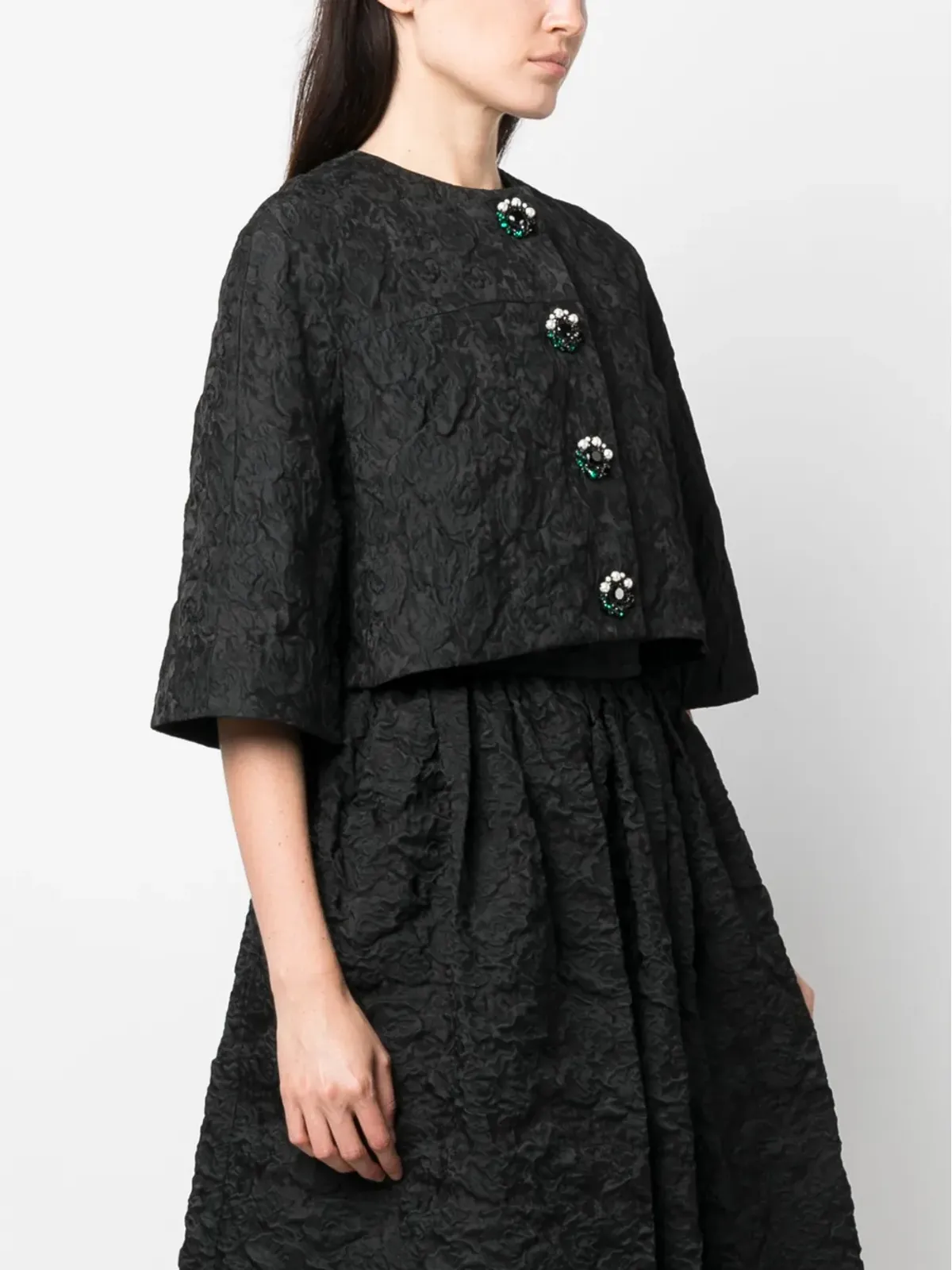 ERDEM テクスチャード クロップドジャケット - 画像3