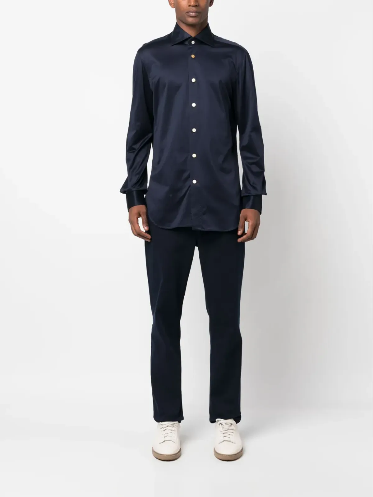Kiton スリムカット コットンシャツ - 画像2