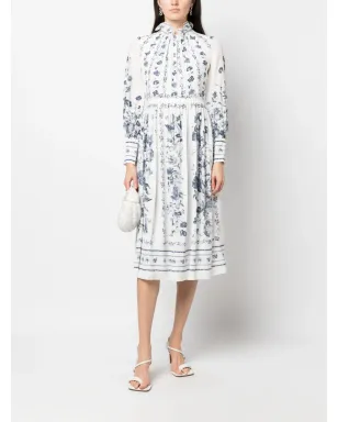 ERDEM 花柄プリント シルク ミディドレス - サムネイル2