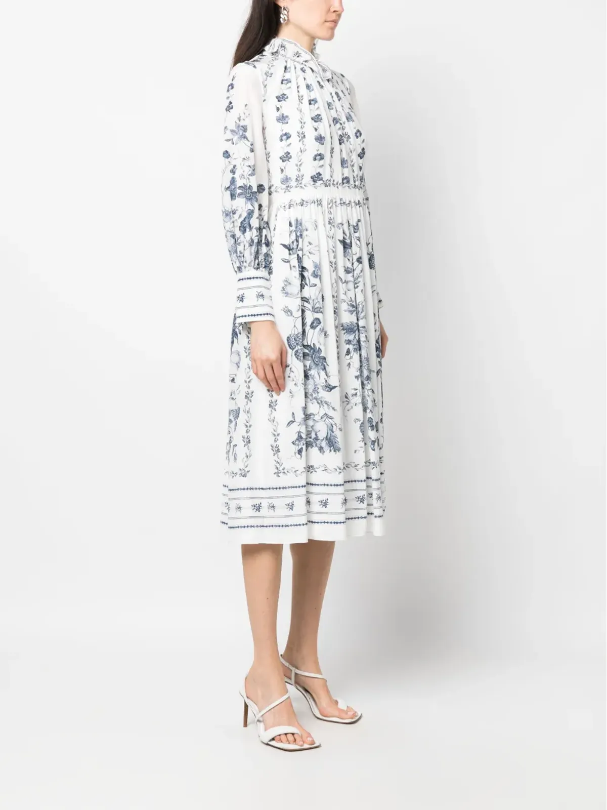 ERDEM 花柄プリント シルク ミディドレス - 画像3
