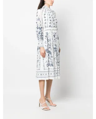 ERDEM 花柄プリント シルク ミディドレス - サムネイル3