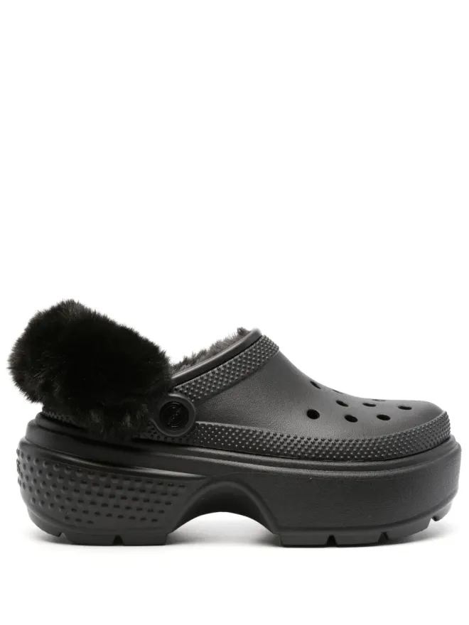 Crocs Crocs ファー付きプラットフォームクロッグの商品画像