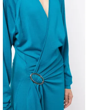 The Attico Atwell wool midi wrap dress - Blue - サムネイル5