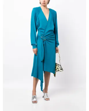 The Attico Atwell wool midi wrap dress - Blue - サムネイル2