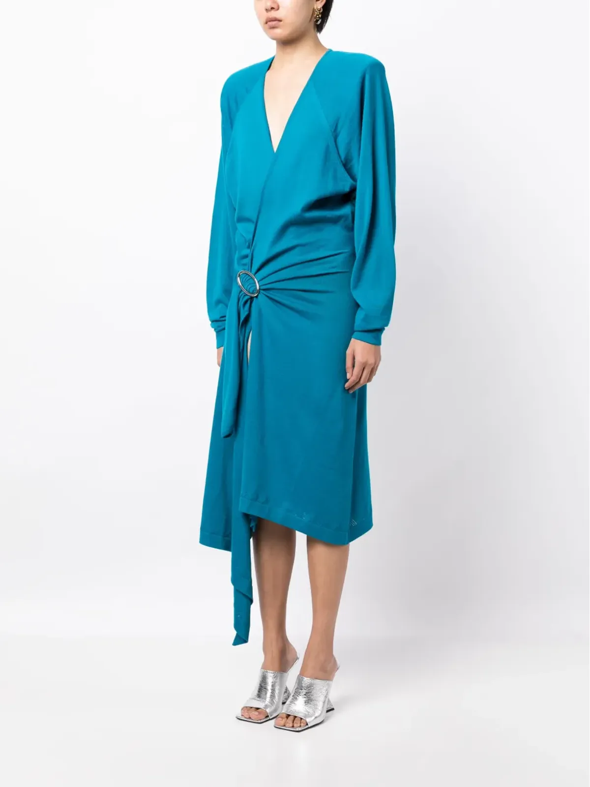 The Attico Atwell wool midi wrap dress - Blue - 画像3