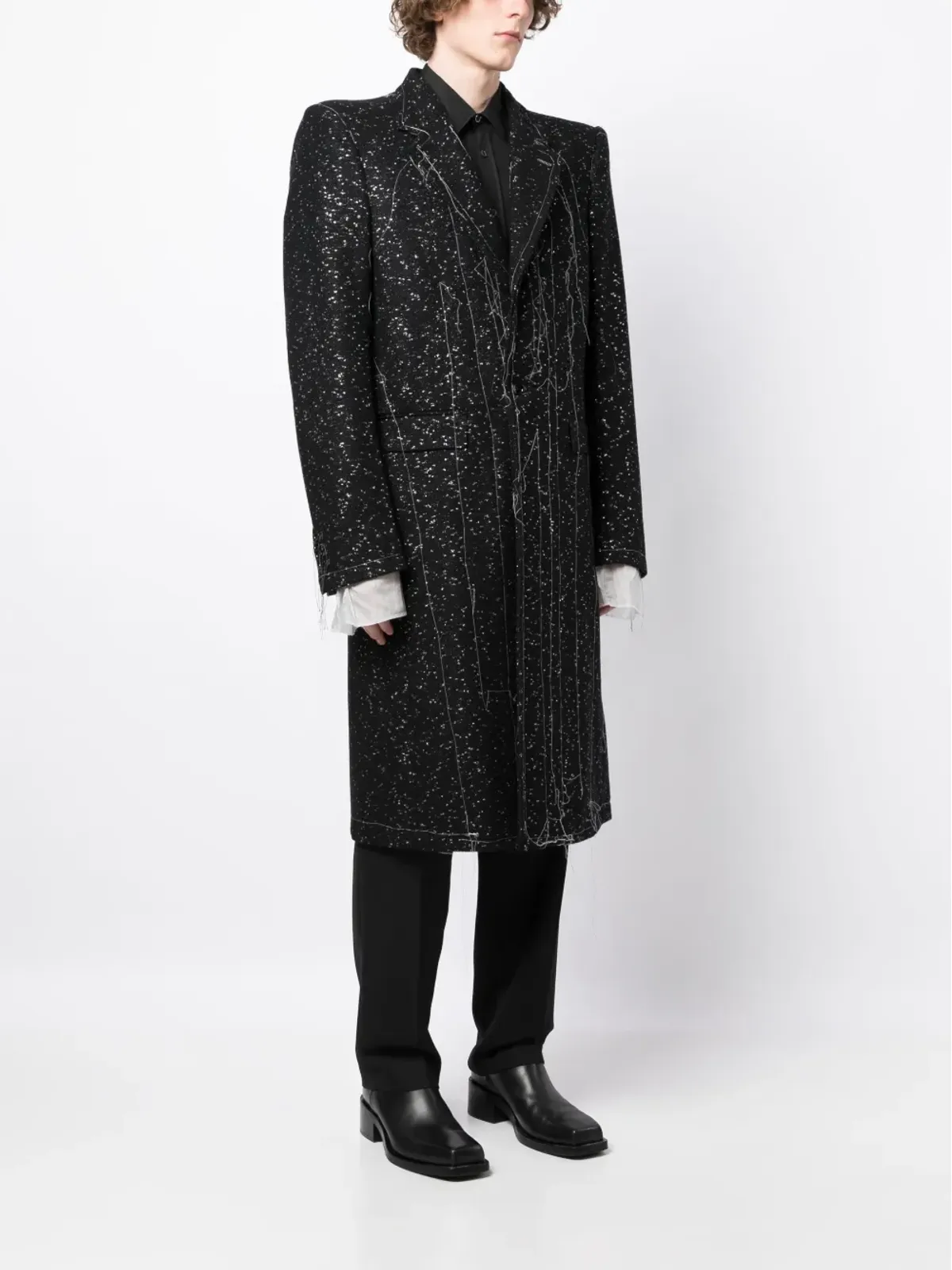 Nicolas Andreas Taralis エクスポーズドシーム・シングルブレストコート ブラック - 画像3