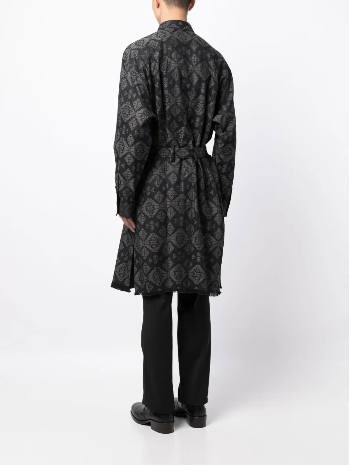 Yohji Yamamoto グラフィックプリント コットン トレンチコート - 画像4