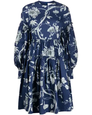 ERDEM 花柄プリント ティアード ドレス - ブルー - サムネイル1