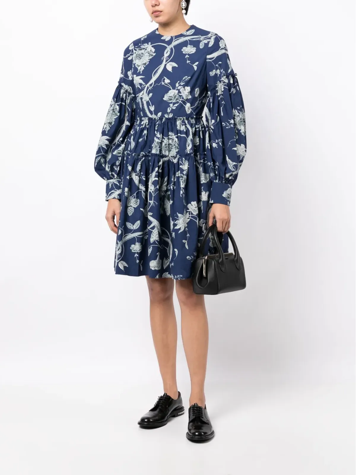 ERDEM 花柄プリント ティアード ドレス - ブルー - 画像2