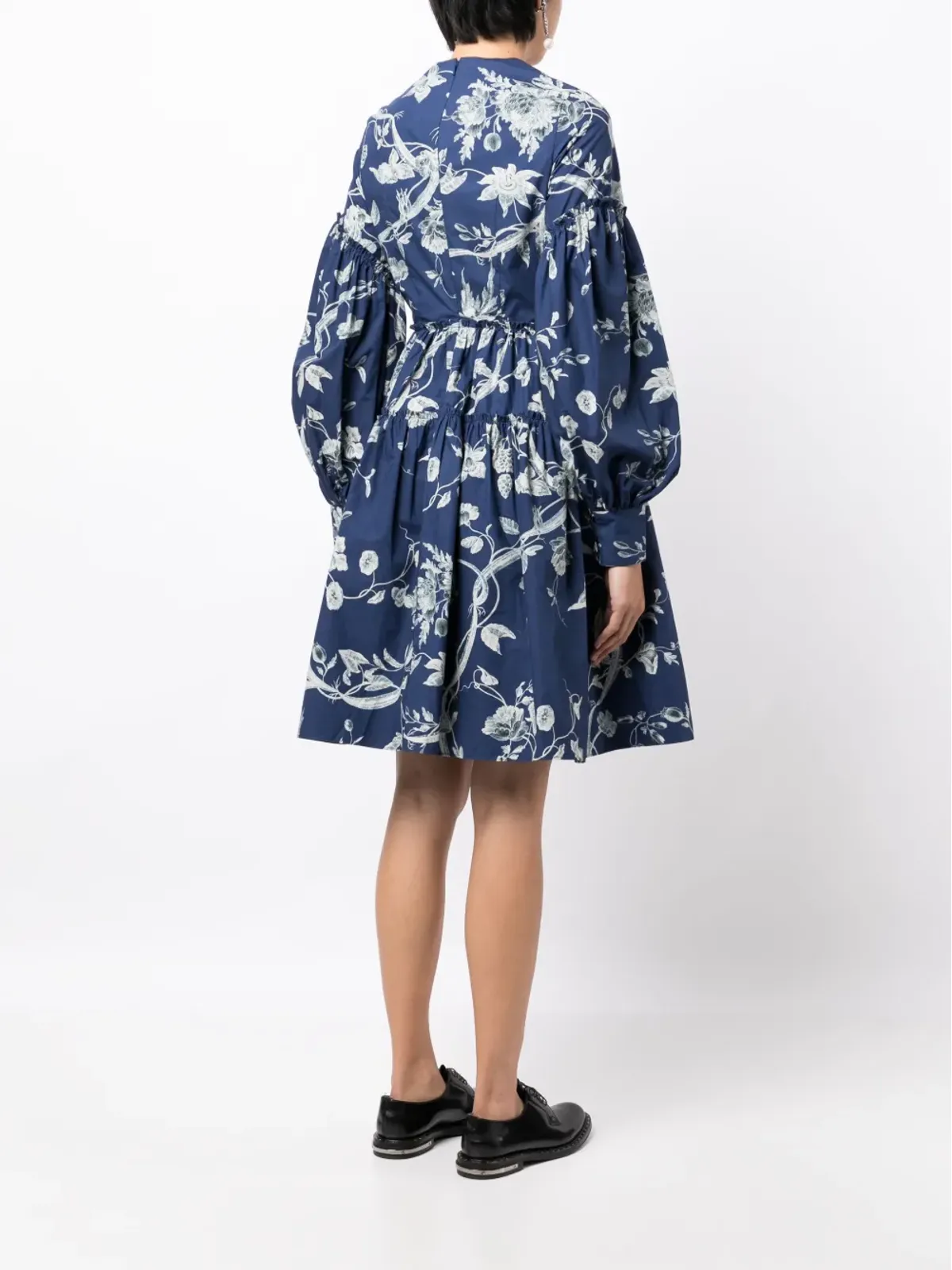 ERDEM 花柄プリント ティアード ドレス - ブルー - 画像4