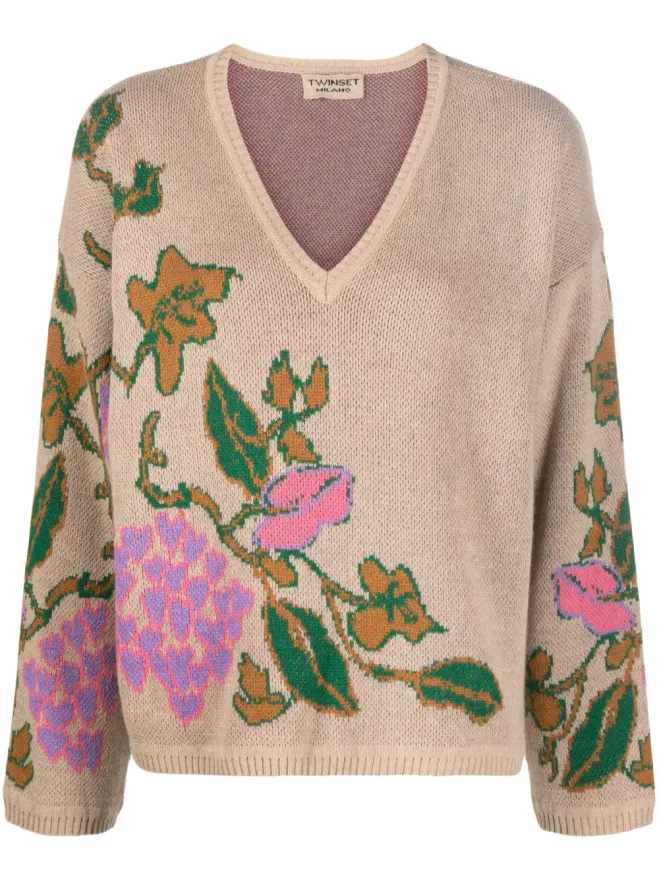 TWINSET TWINSET フローラル インターシャニット ジャンパーの商品画像