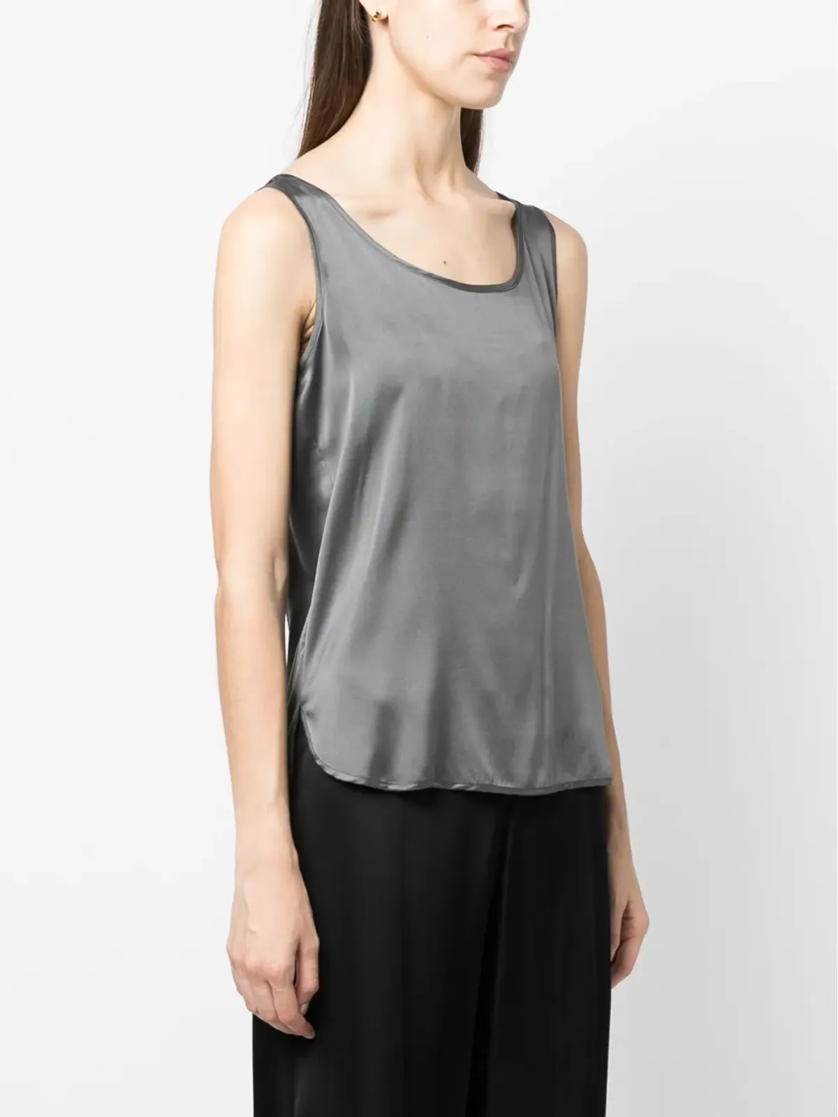 Max Mara スクエアネック ノースリーブ トップ グレー - 画像3