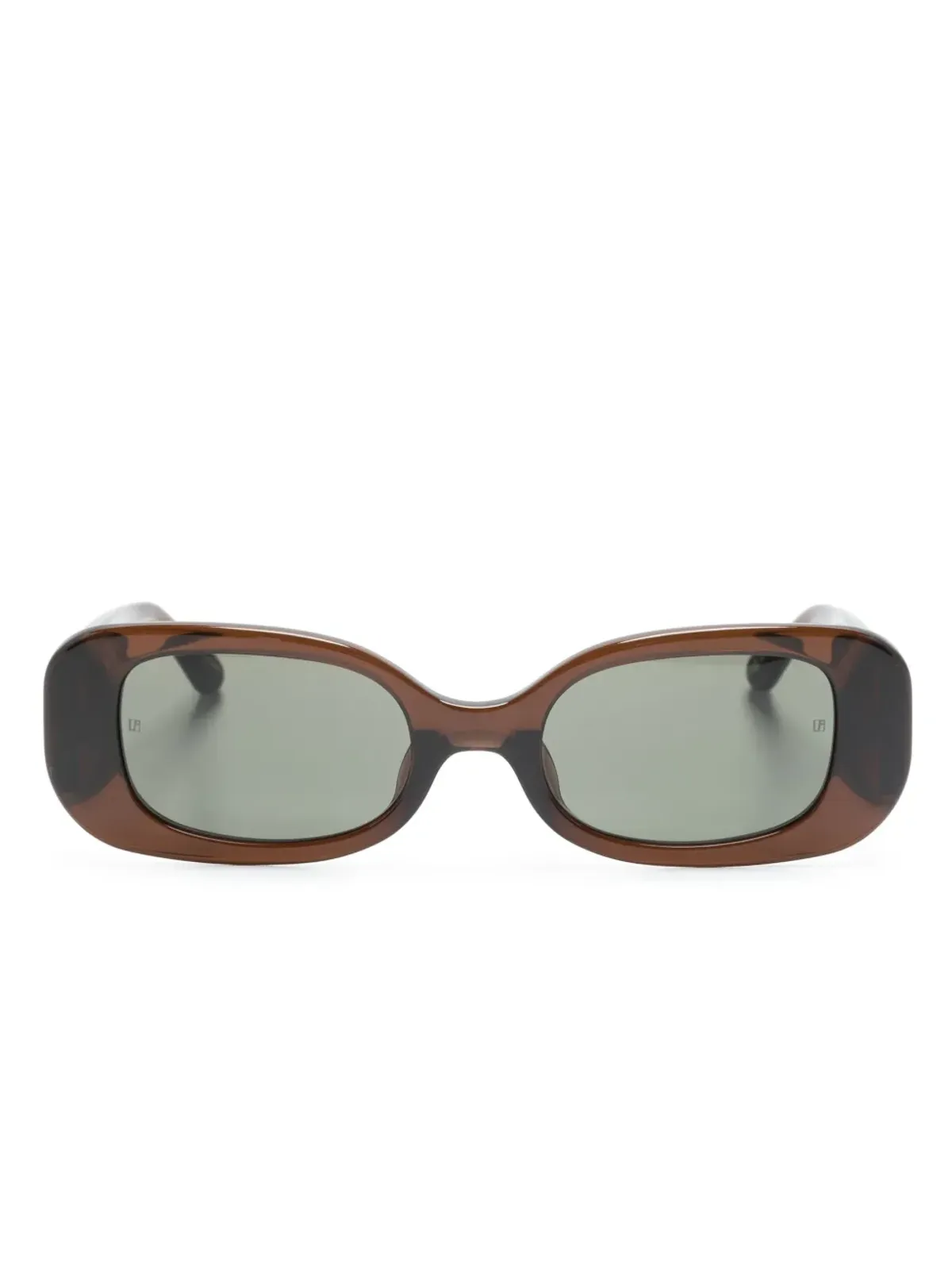 Linda Farrow engraved-logo arm sunglasses - Brown - 画像1