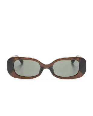 Linda Farrow engraved-logo arm sunglasses - Brown - サムネイル1
