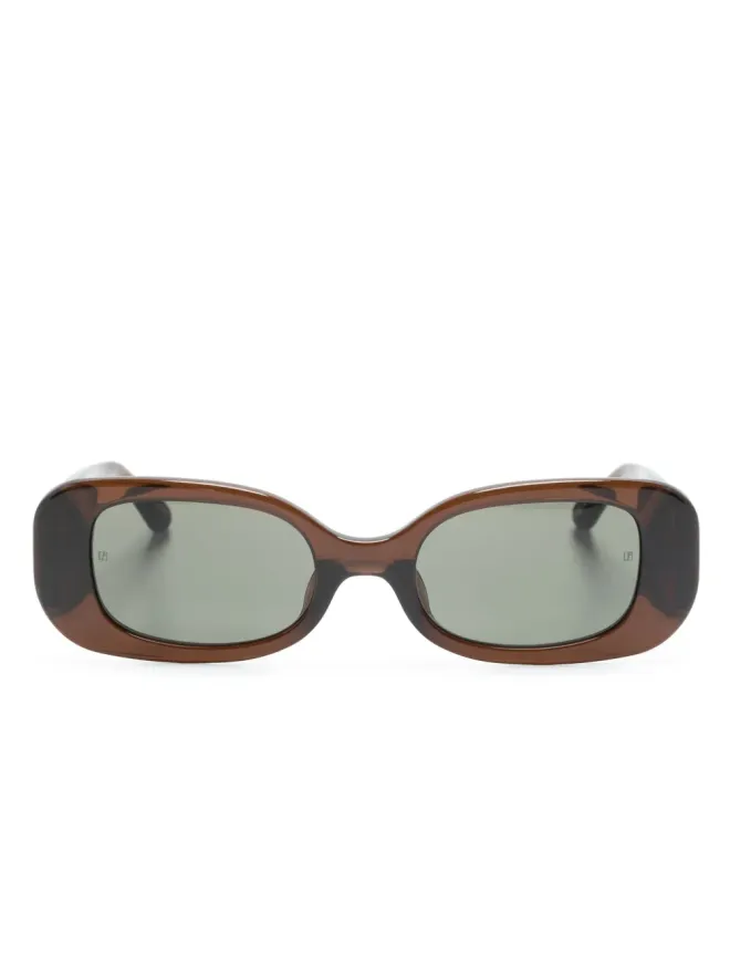 Linda Farrow Linda Farrow engraved-logo arm sunglasses - Brownの商品画像