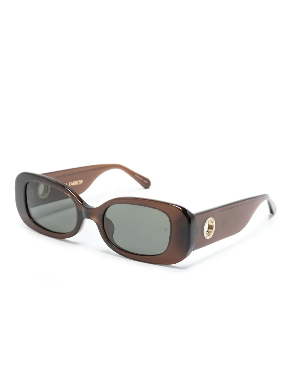 Linda Farrow engraved-logo arm sunglasses - Brown - 画像2