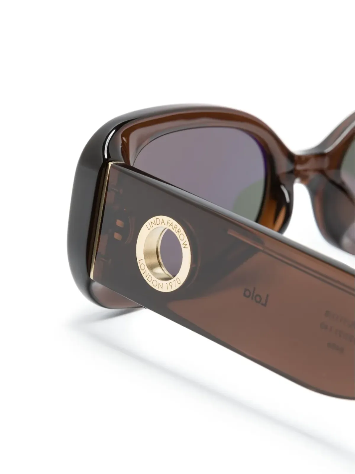 Linda Farrow engraved-logo arm sunglasses - Brown - 画像3