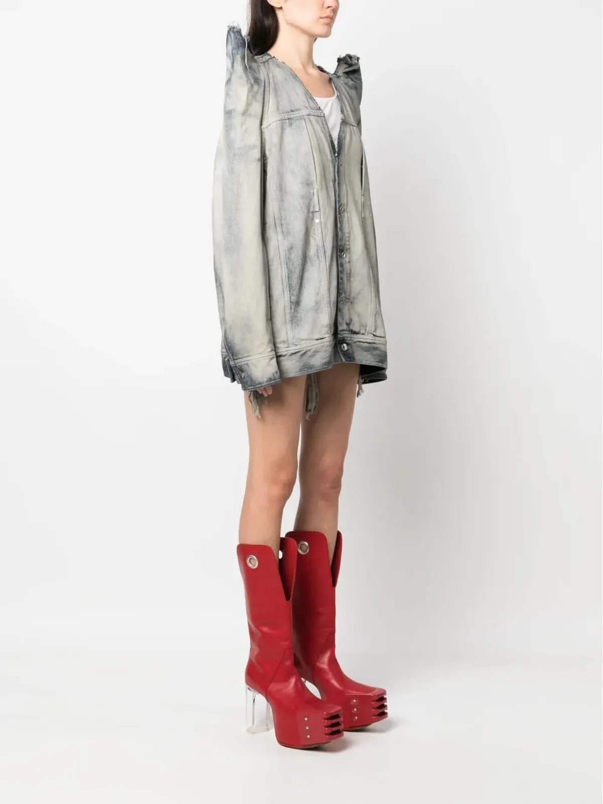 Rick Owens DRKSHDW Tec Worker 3D-detailデニムジャケット - 画像3