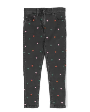 Stella McCartney Kids ハート刺繍入りストレートジーンズ - グレー - サムネイル1