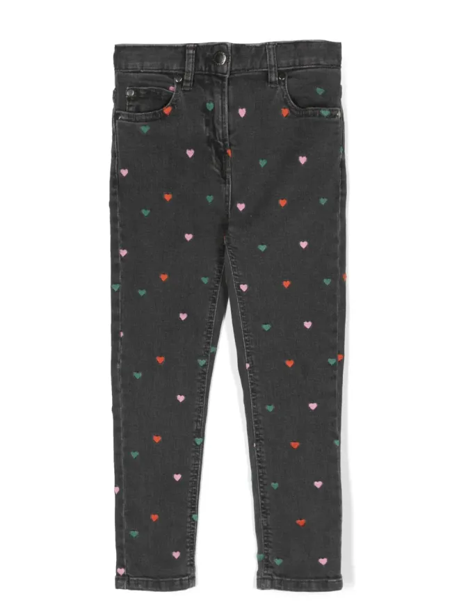 Stella McCartney Kids Stella McCartney Kids ハート刺繍入りストレートジーンズ - グレーの商品画像