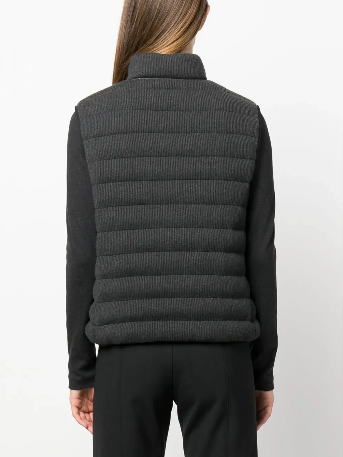 Brunello Cucinelli パッド入りリブ編みジレ グレー - 画像4