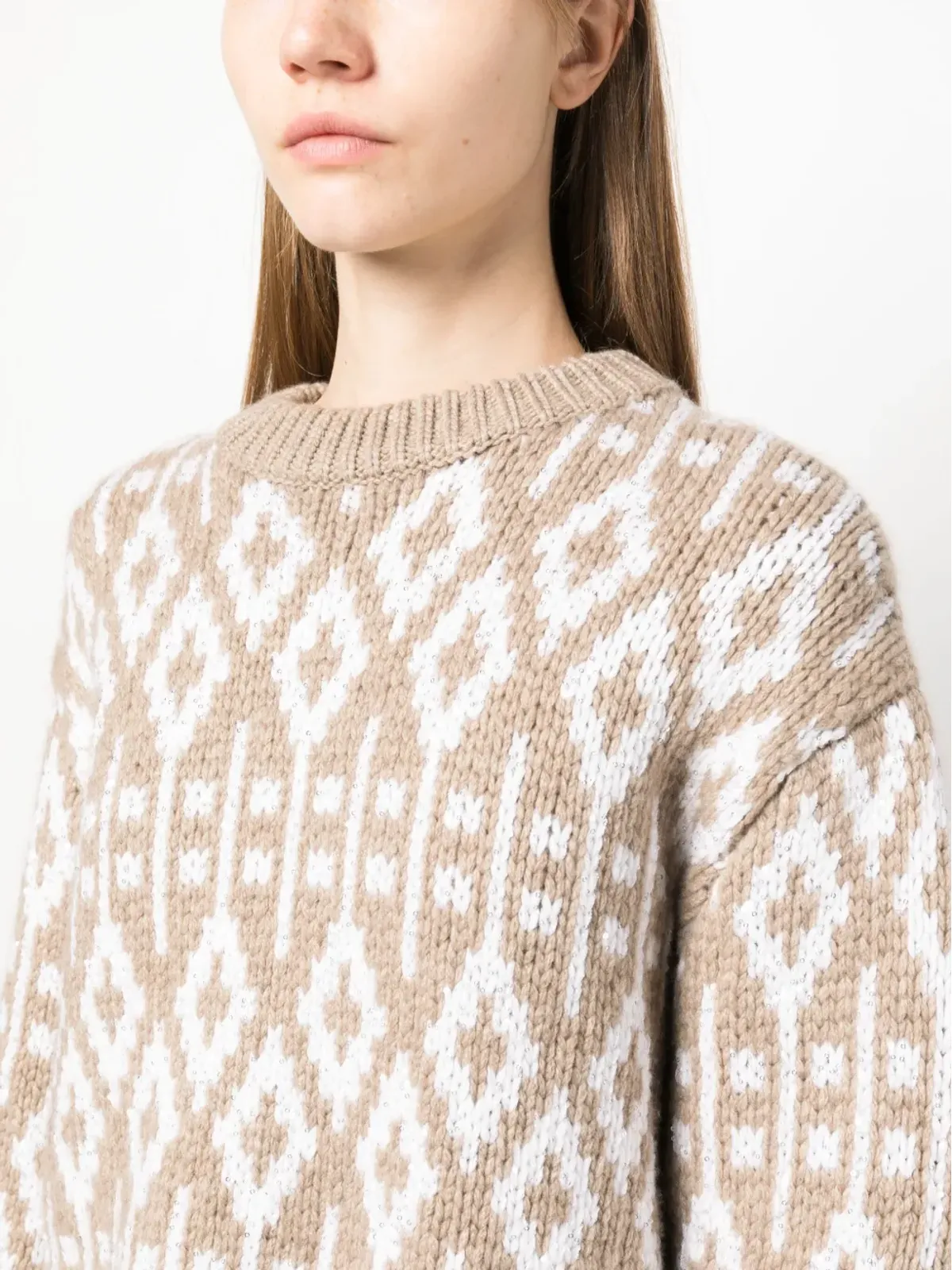 Brunello Cucinelli クルーネック プリント カシミア セーター - 画像5
