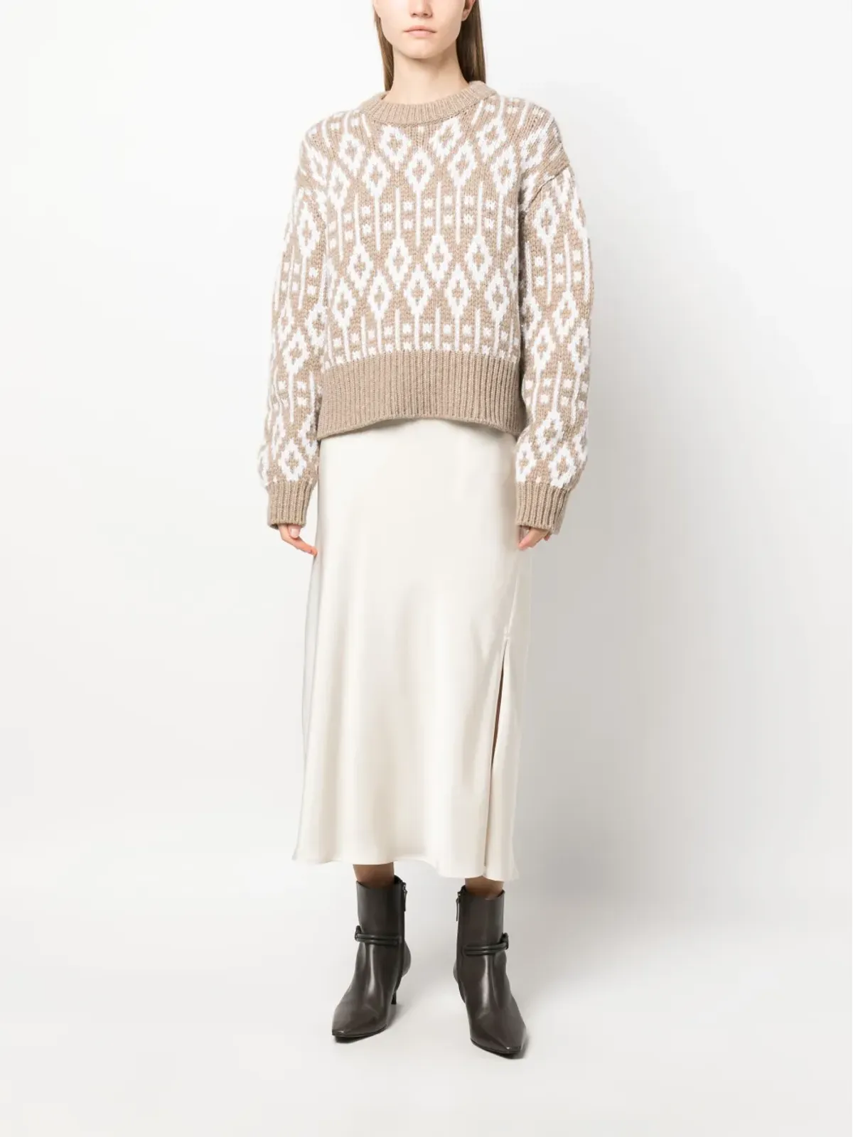 Brunello Cucinelli クルーネック プリント カシミア セーター - 画像2