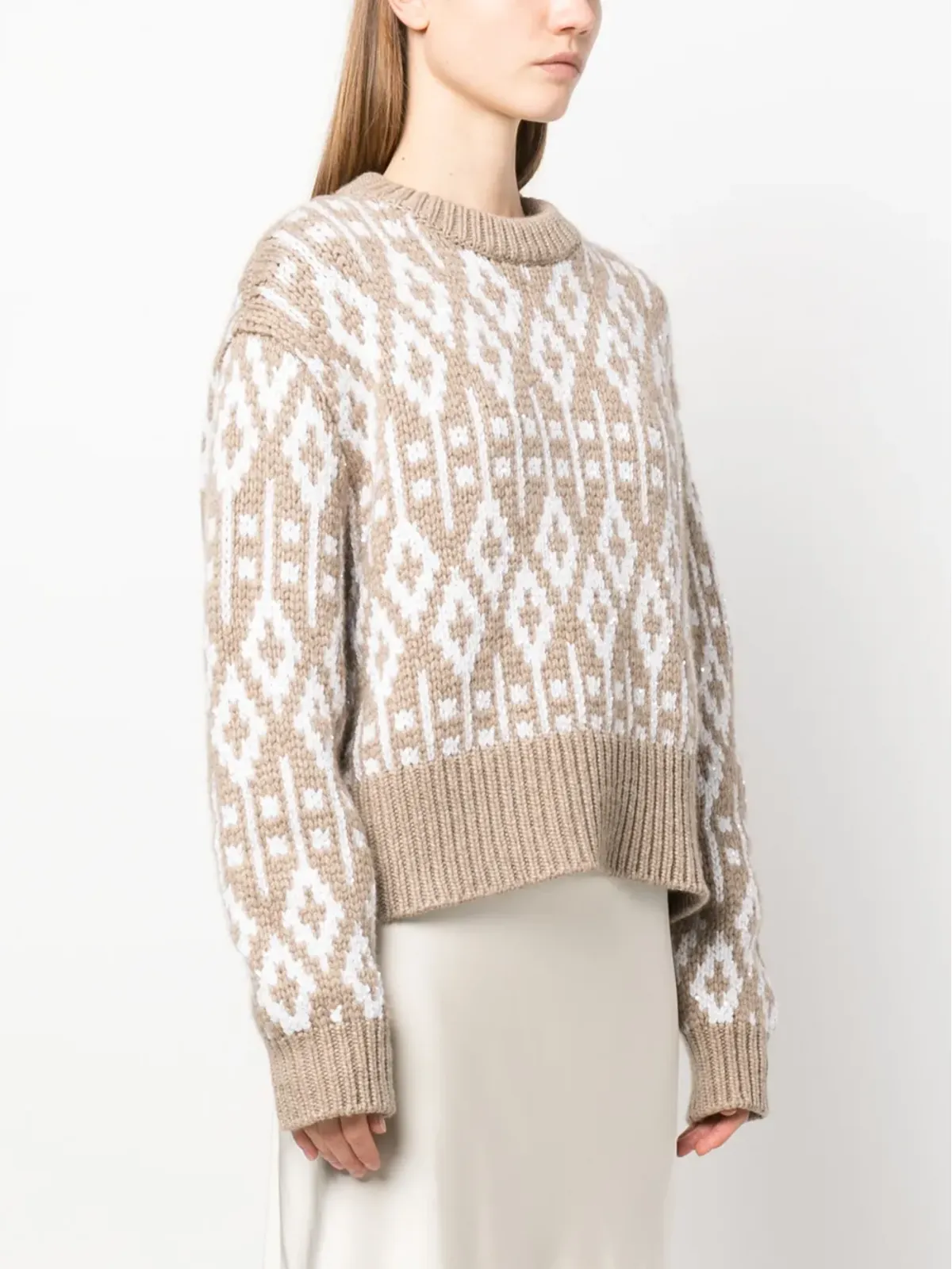 Brunello Cucinelli クルーネック プリント カシミア セーター - 画像3
