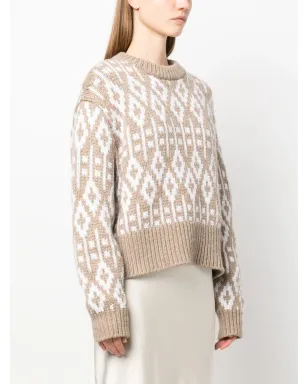 Brunello Cucinelli クルーネック プリント カシミア セーター - サムネイル3