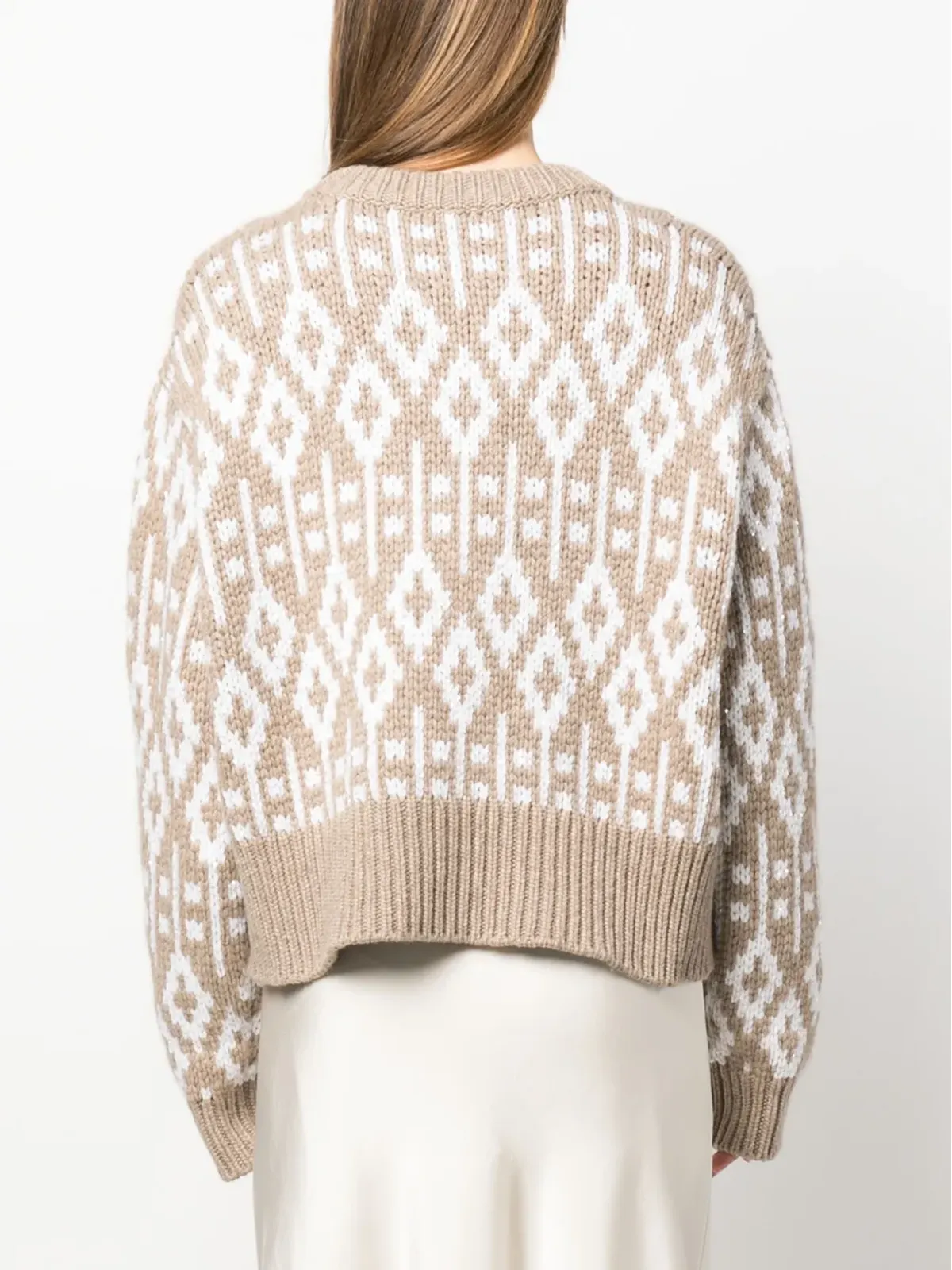 Brunello Cucinelli クルーネック プリント カシミア セーター - 画像4