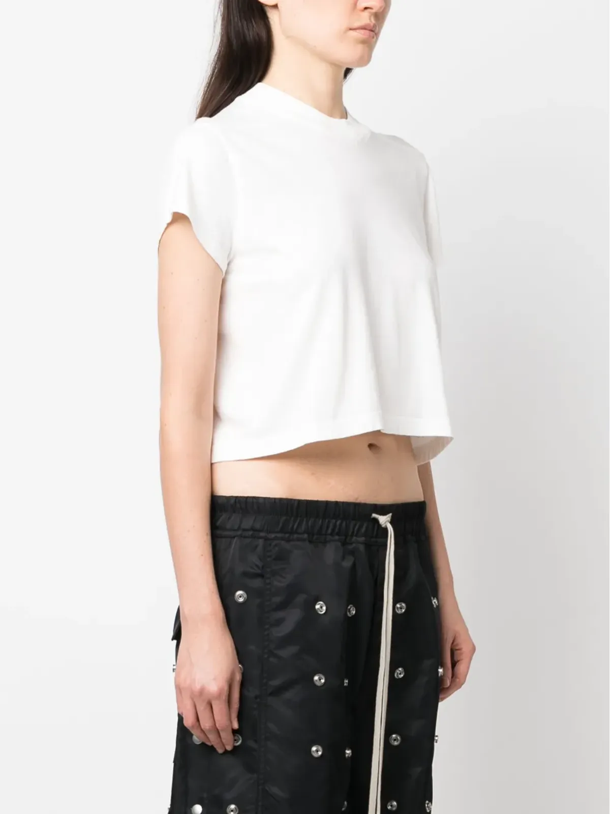 Rick Owens DRKSHDW レベル コットン クロップド Tシャツ - White - 画像3