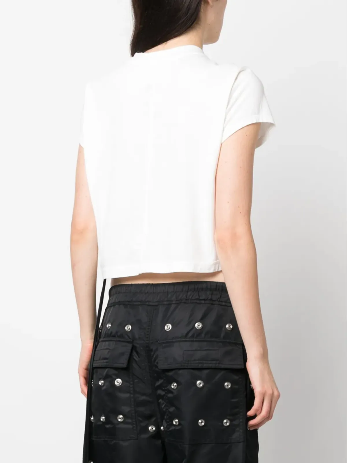Rick Owens DRKSHDW レベル コットン クロップド Tシャツ - White - 画像4